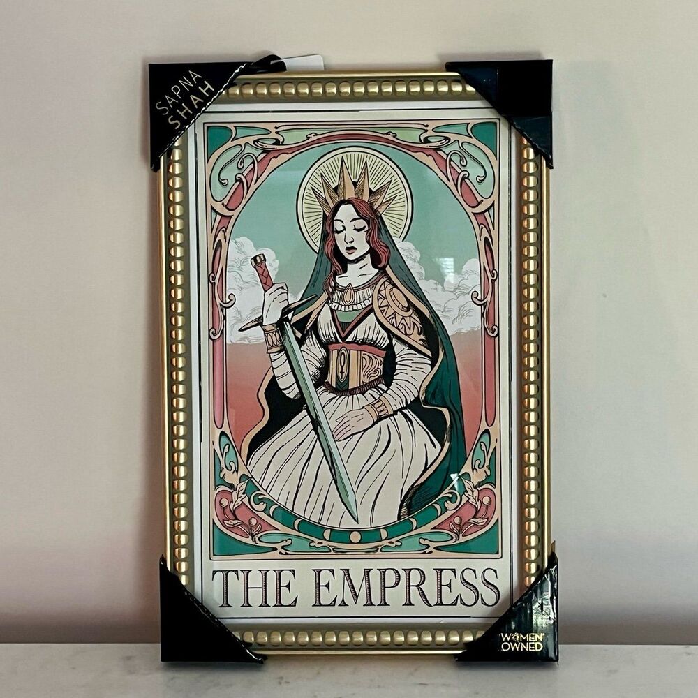 Sapna Shah Tarot Card ‘The Empress’ Royal Glass Gold Framed Wall Art Decor - Picture 1 of 4